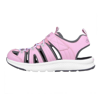 Pink-Grey - Back - Skechers Girls Cut Out Closed Toe Flat Sandals