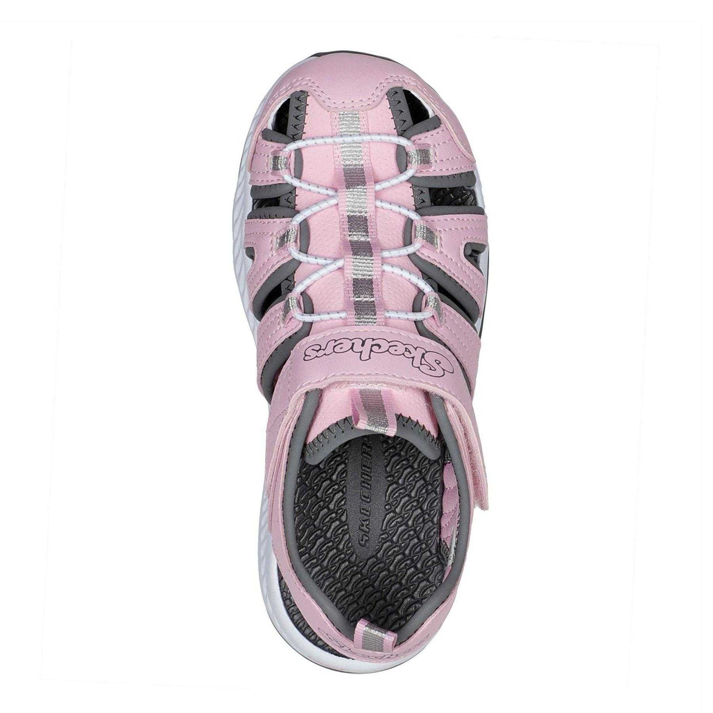 Pink-Grey - Lifestyle - Skechers Girls Cut Out Closed Toe Flat Sandals