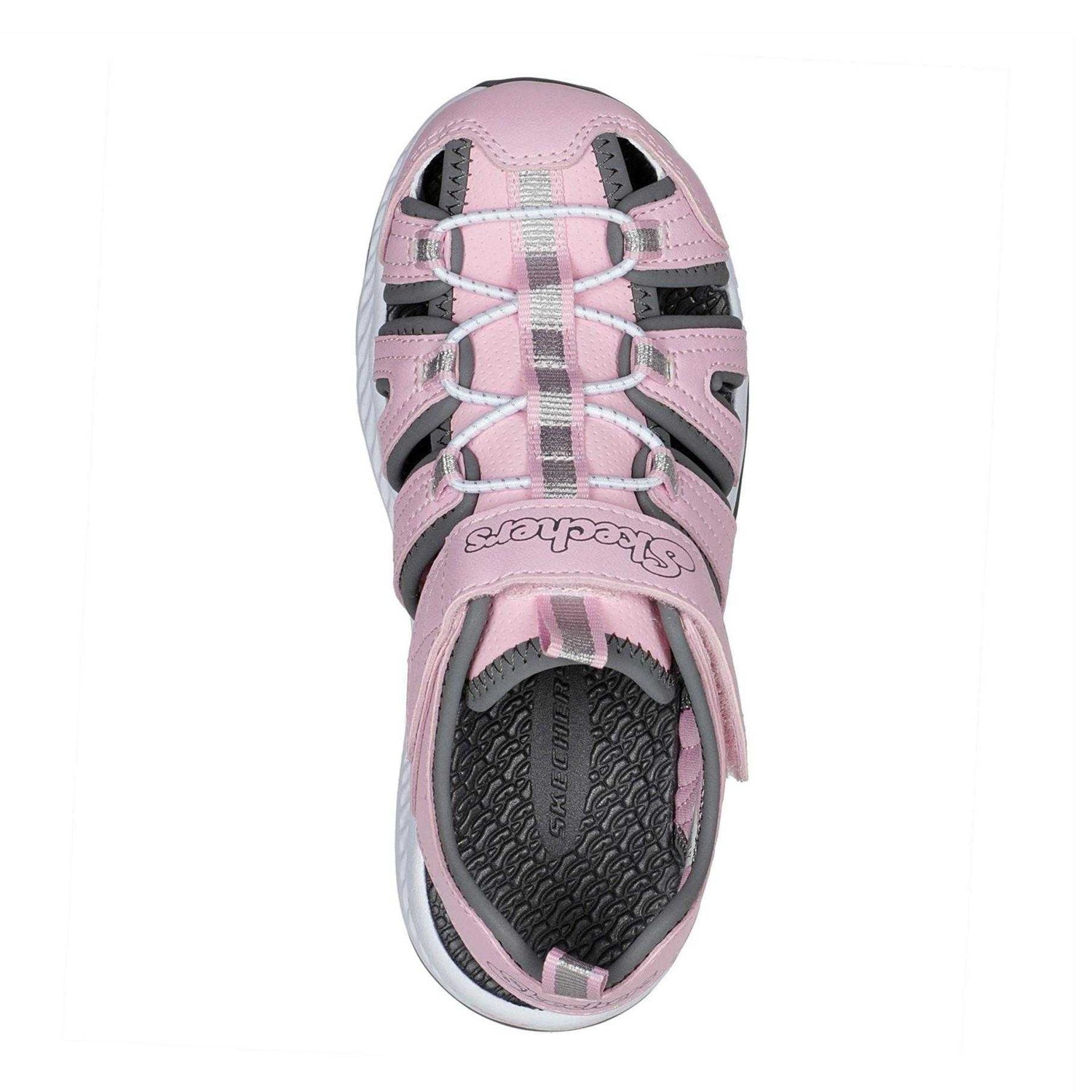 Pink-Grey - Lifestyle - Skechers Girls Cut Out Closed Toe Flat Sandals