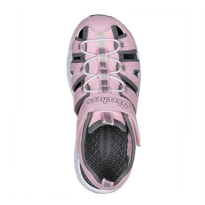 Pink-Grey - Lifestyle - Skechers Girls Cut Out Closed Toe Flat Sandals