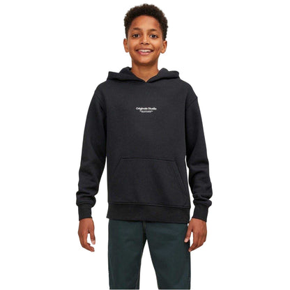 Black - Front - Jack And Jones Boys Vester Lettering Hoodie