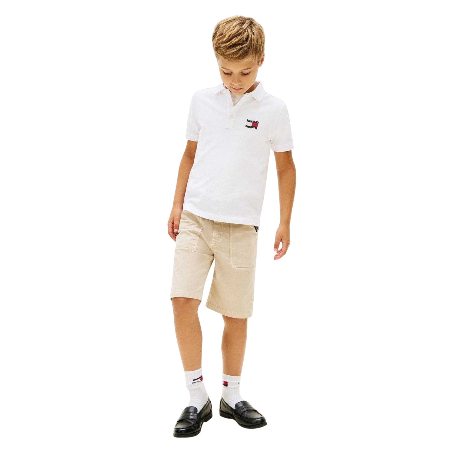 White - Lifestyle - Tommy Hilfiger Childrens-Kids Flag Polo Shirt
