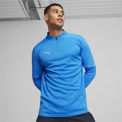Blue - Side - Puma Mens TeamFinal Quarter Zip Training Fleece Top
