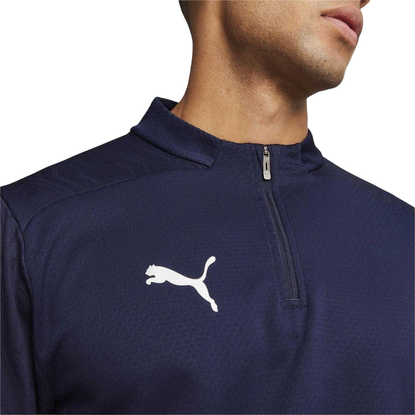Navy - Side - Puma Mens TeamFinal Quarter Zip Training Fleece Top