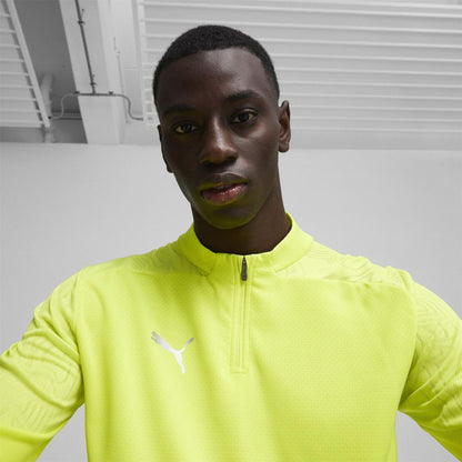 Yellow - Close up - Puma Mens TeamFinal Quarter Zip Training Fleece Top