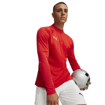 Red - Lifestyle - Puma Mens TeamFinal Quarter Zip Training Fleece Top