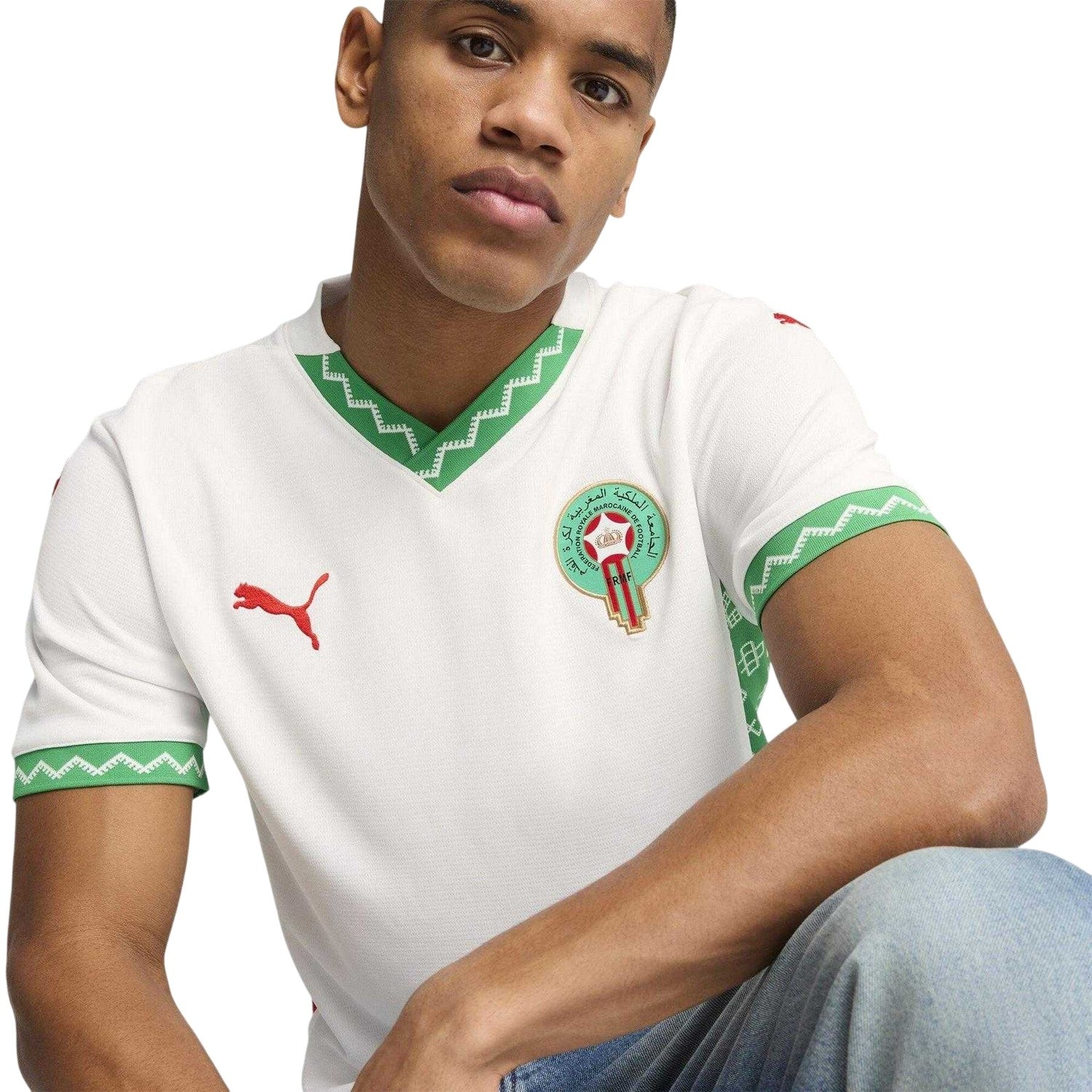 White-Green - Side - Morocco FRMF Mens Puma Away Shirt