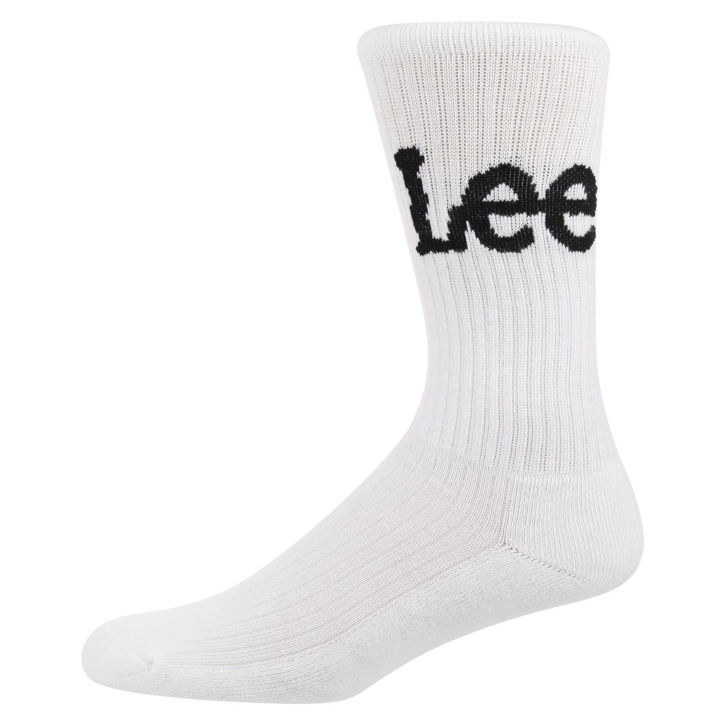 White - Back - Lee Mens Crorbett Lettering Crew Socks (Pack of 3)