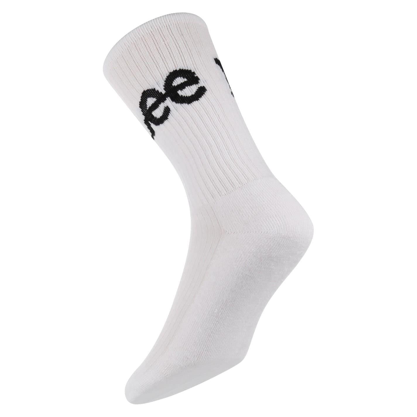 White - Side - Lee Mens Crorbett Lettering Crew Socks (Pack of 3)