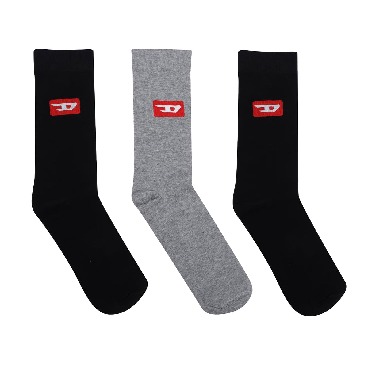 Black-Grey - Front - Diesel Unisex Adult Crew Socks (Pack of 3)