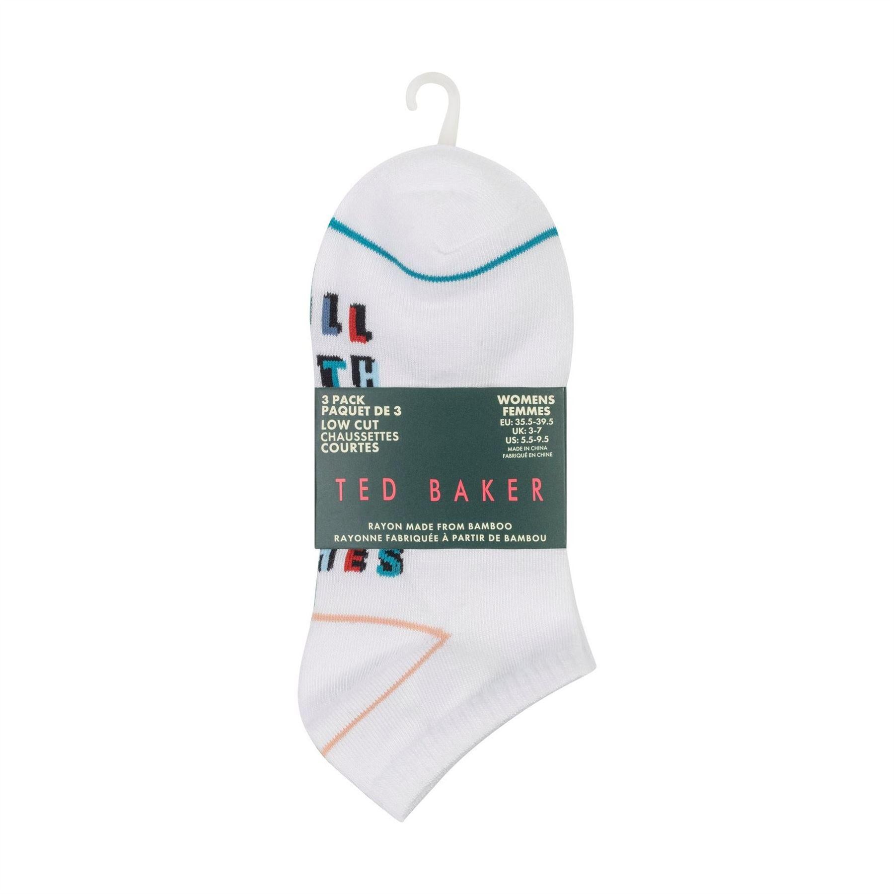 White - Back - Ted Baker Womens-Ladies Bamboo Trainer Socks (Pack of 3)
