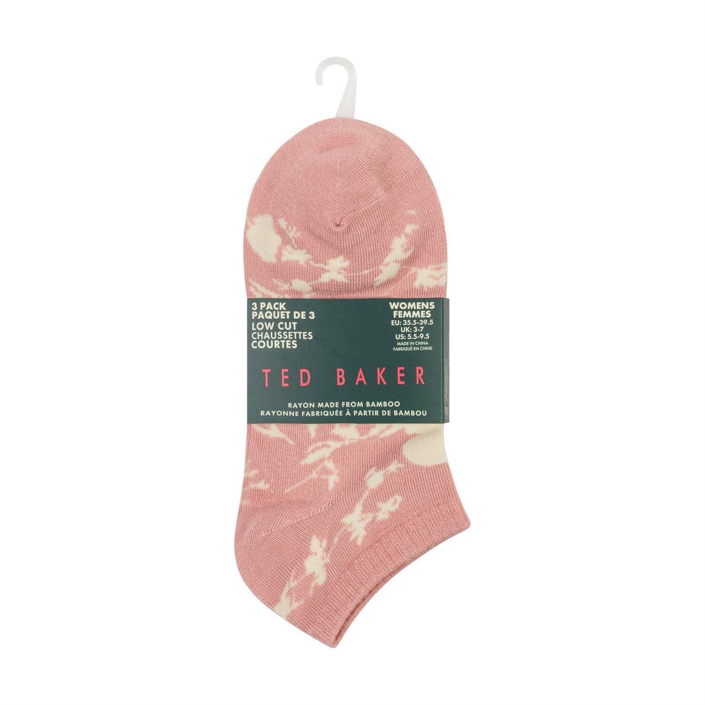 Pink - Back - Ted Baker Womens-Ladies Bamboo Trainer Socks (Pack of 3)