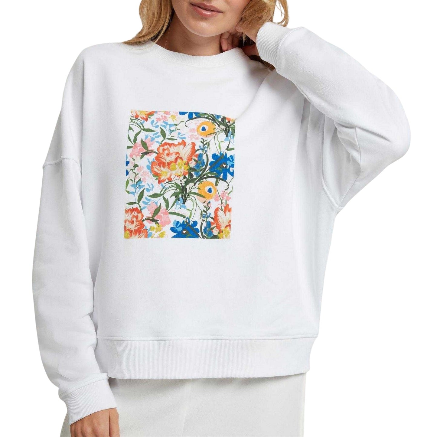 White - Side - Ted Baker Womens-Ladies Floral Relaxed Fit Sweatshirt
