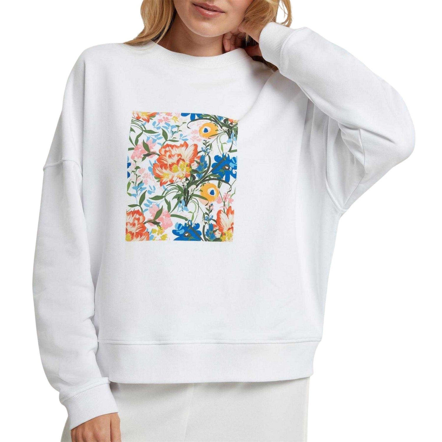 White - Side - Ted Baker Womens-Ladies Floral Relaxed Fit Sweatshirt