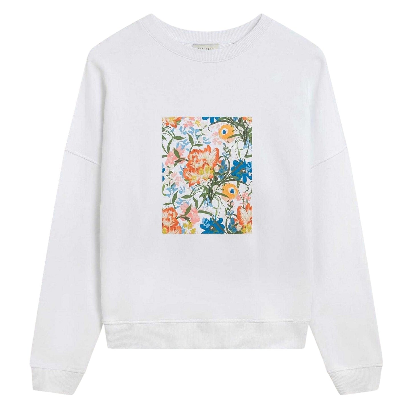 White - Front - Ted Baker Womens-Ladies Floral Relaxed Fit Sweatshirt