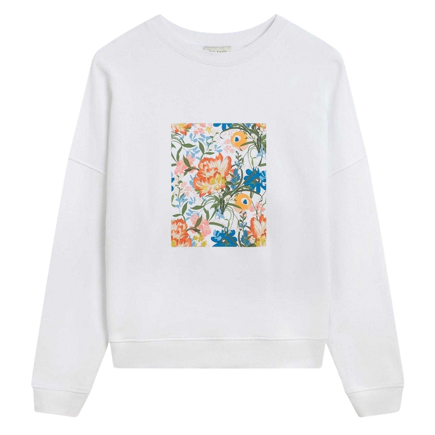 White - Front - Ted Baker Womens-Ladies Floral Relaxed Fit Sweatshirt