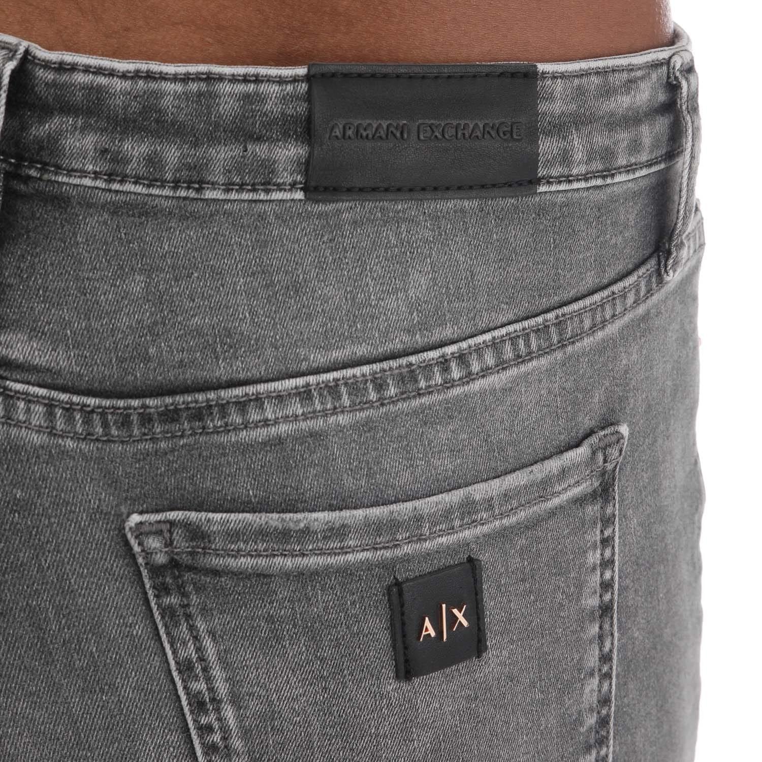 Grey - Side - Armani Exchange Womens-Ladies J01 Skinny Jeans