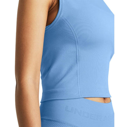 Blue - Side - Under Armour Womens-Ladies Seamless Tank Top