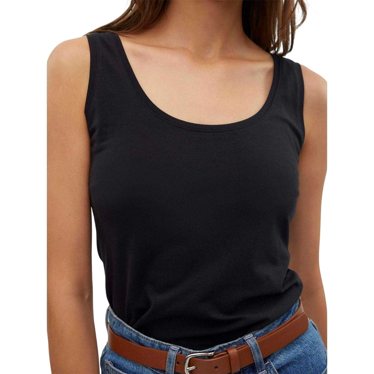 Black - Side - Vero Moda Womens-Ladies Lulu Regular Sleeveless Tank Top