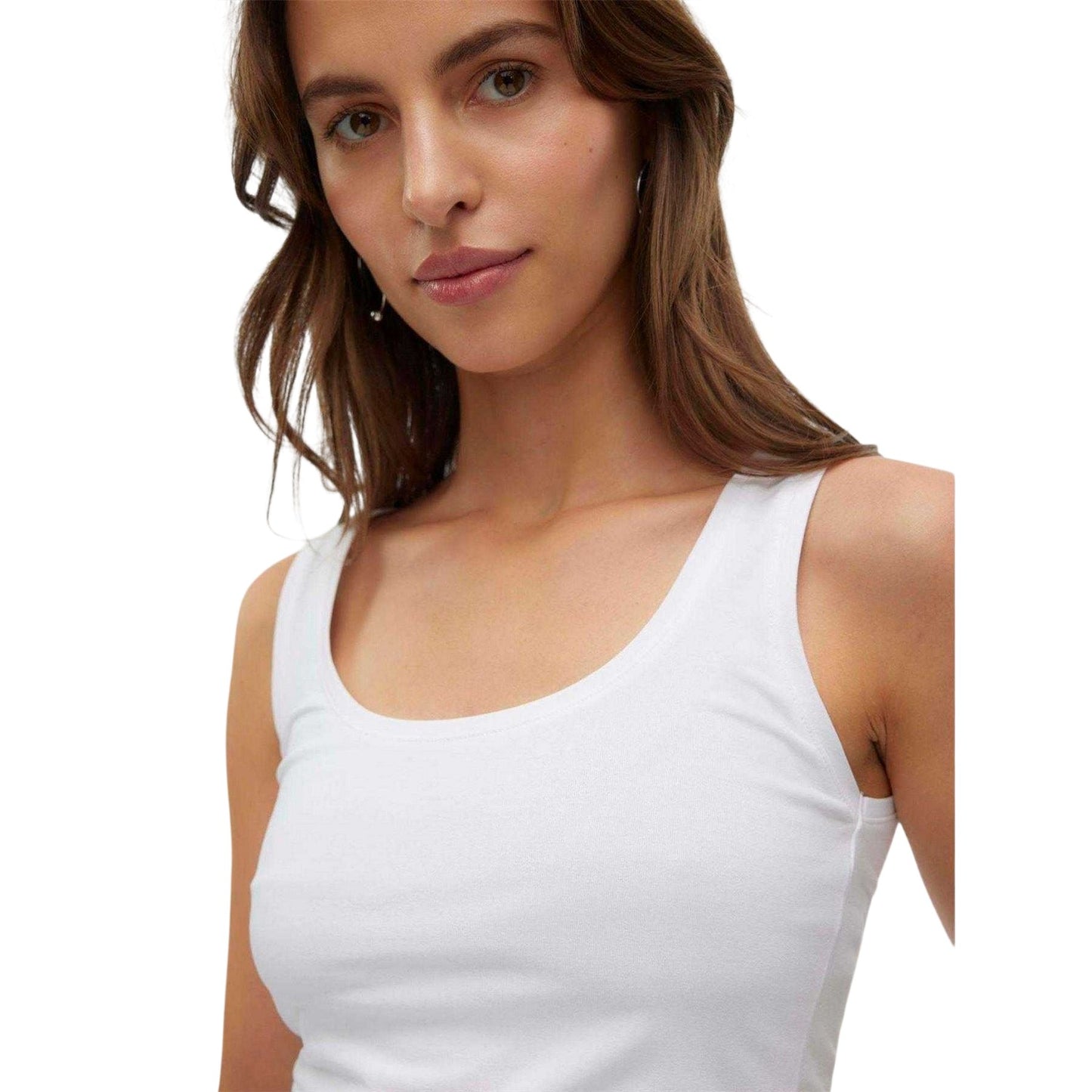 Bright White - Side - Vero Moda Womens-Ladies Lulu Regular Sleeveless Tank Top