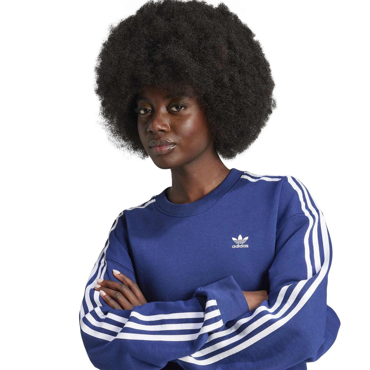 Dark Blue - Side - Adidas Womens-Ladies 3 Stripes Sweatshirt