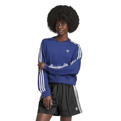 Dark Blue - Pack Shot - Adidas Womens-Ladies 3 Stripes Sweatshirt