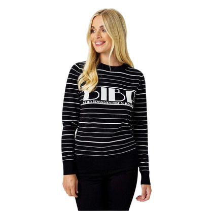 Black-White - Side - Biba Womens-Ladies Heritage Striped Knitted Jumper