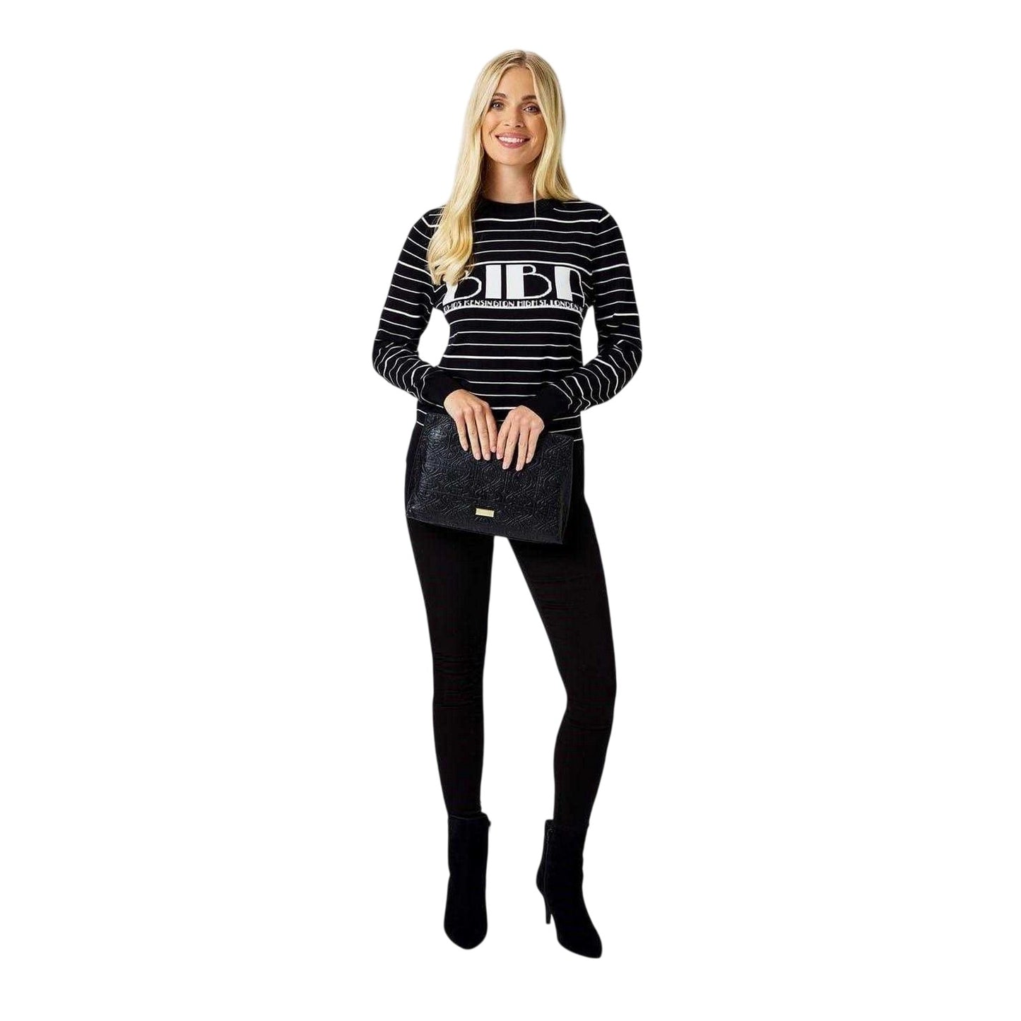 Black-White - Pack Shot - Biba Womens-Ladies Heritage Striped Knitted Jumper