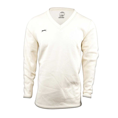 Cream - Front - Slazenger Mens Logo V Neck Sweatshirt