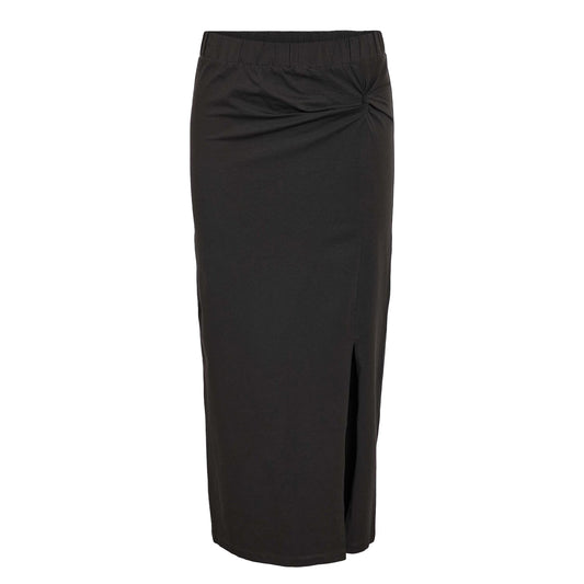 Obsidian Black - Front - Noisy May Womens-Ladies Knotted Regular Maxi Skirt