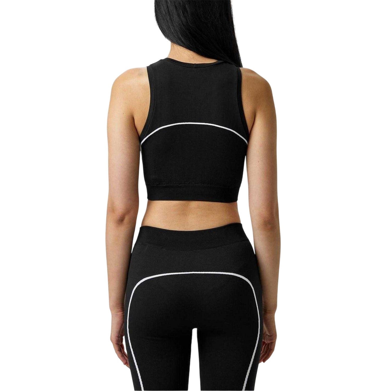 Black - Back - Off White Womens-Ladies Seamless Crop Top