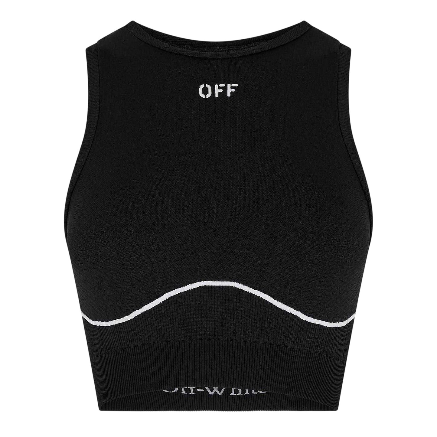 Black - Front - Off White Womens-Ladies Seamless Crop Top