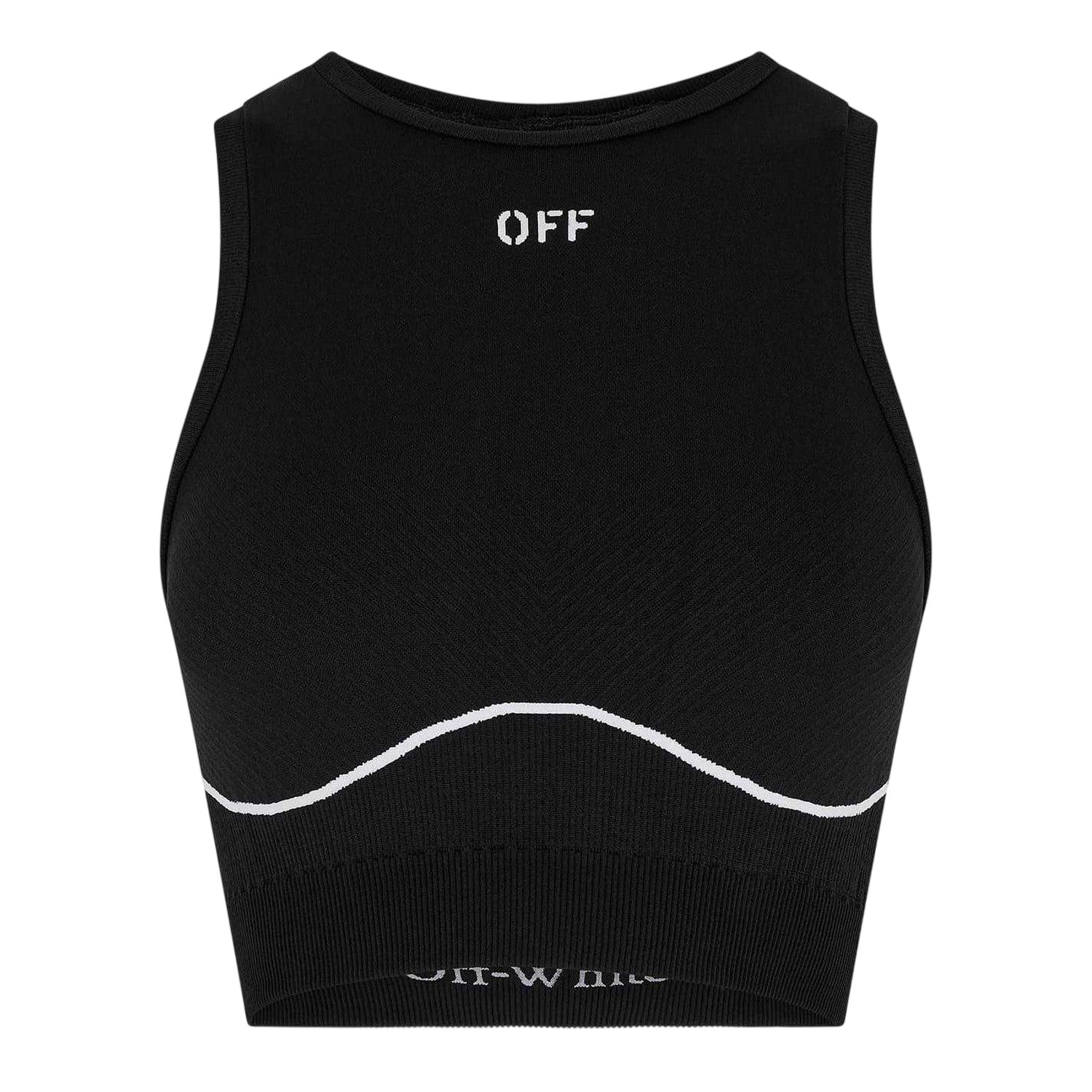 Black - Front - Off White Womens-Ladies Seamless Crop Top
