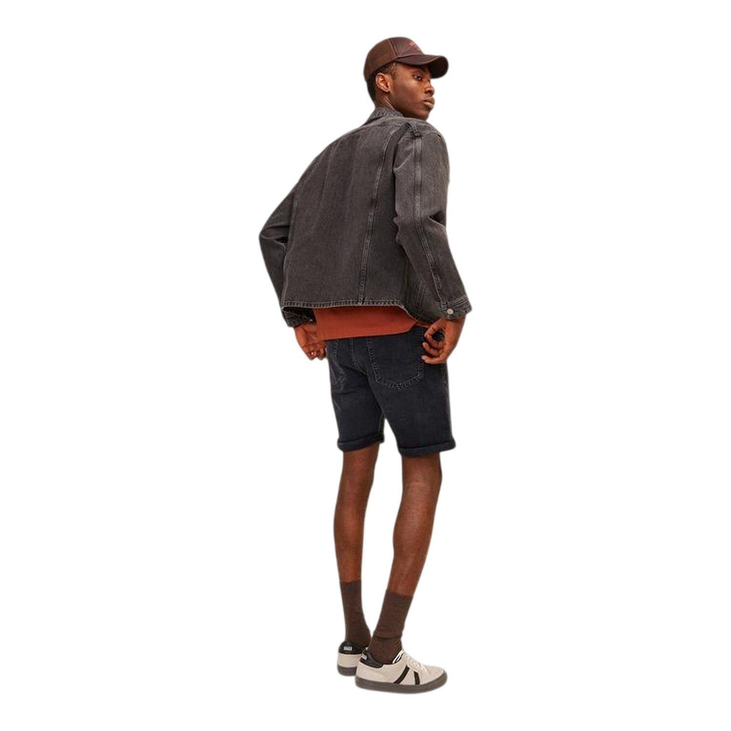 Black Denim - Back - Jack And Jones Mens Denim Regular Shorts