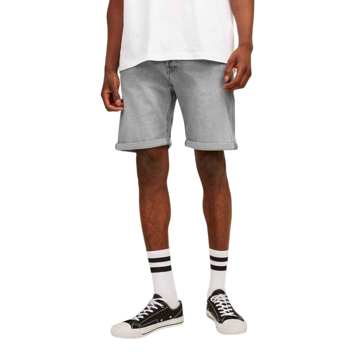 Grey Denim - Front - Jack And Jones Mens Denim Regular Shorts