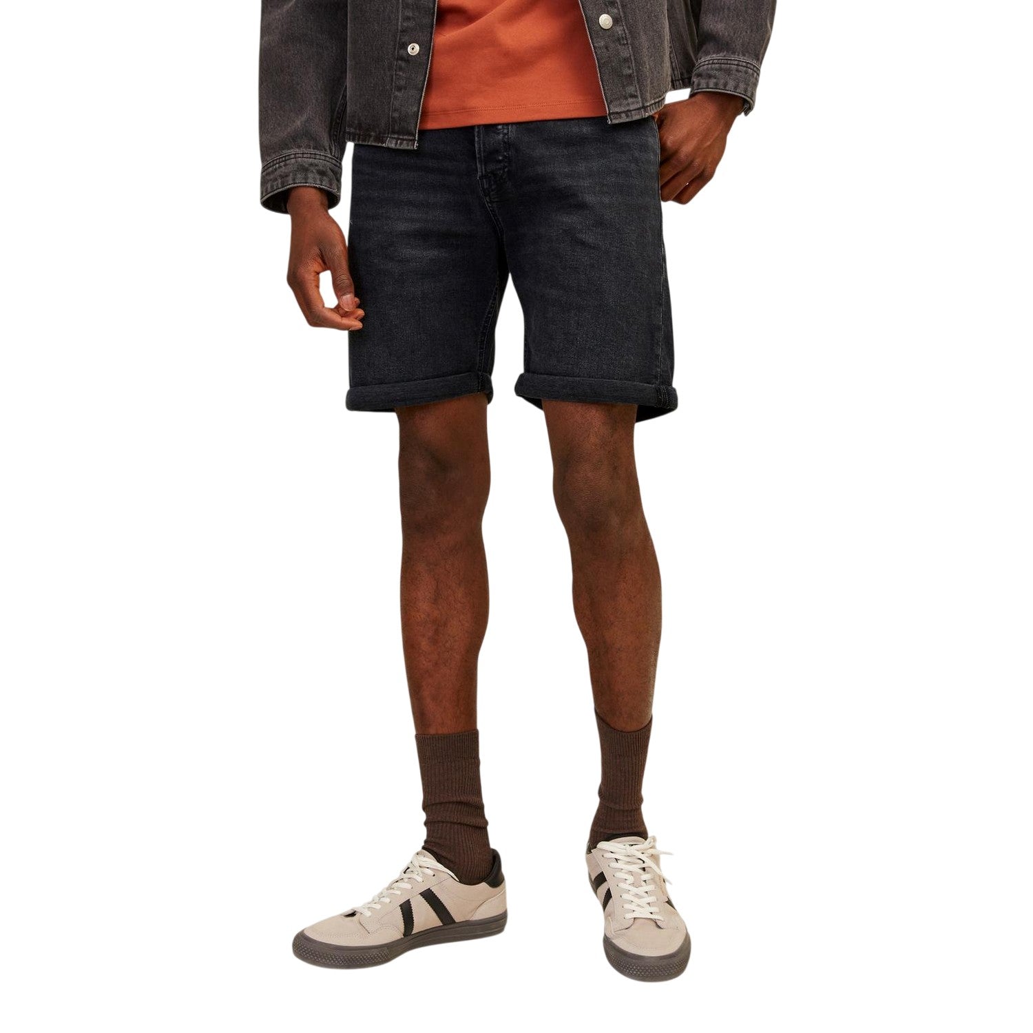 Black Denim - Front - Jack And Jones Mens Denim Regular Shorts