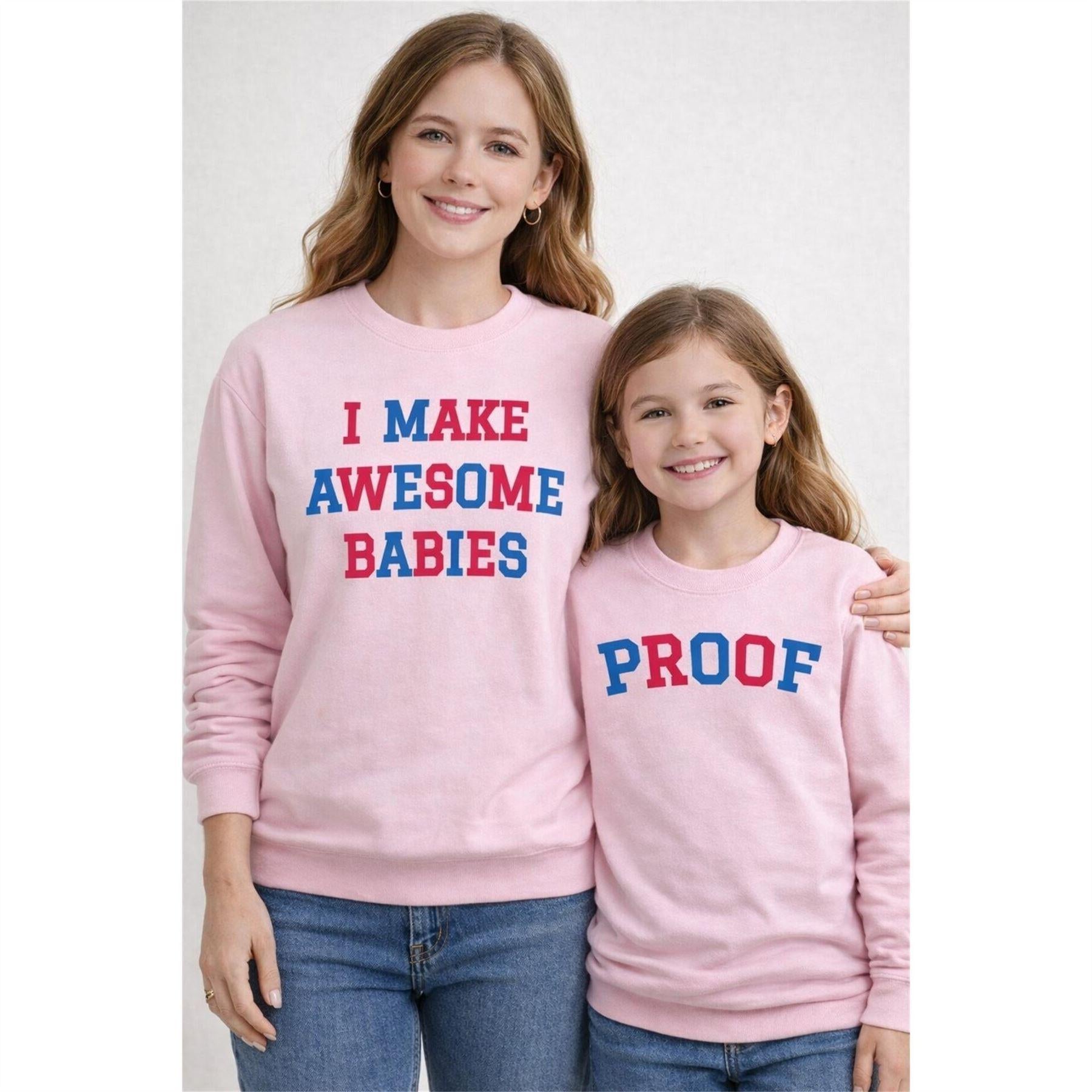 Pink - Back - AWD Womens-Ladies I Make Awesome Babies Sweatshirt