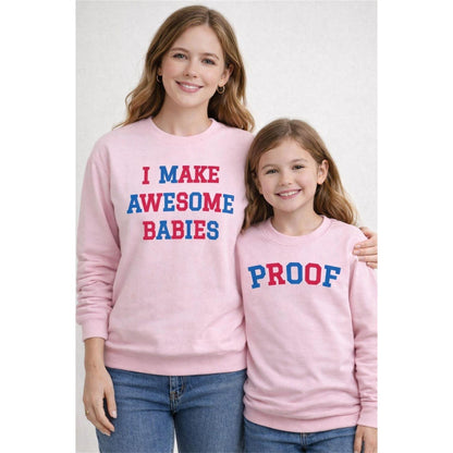 Pink - Back - AWD Womens-Ladies I Make Awesome Babies Sweatshirt