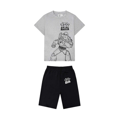 Grey-Black - Front - Toy Story Childrens-Kids Buzz Lightyear & Woody T-Shirt & Shorts Set