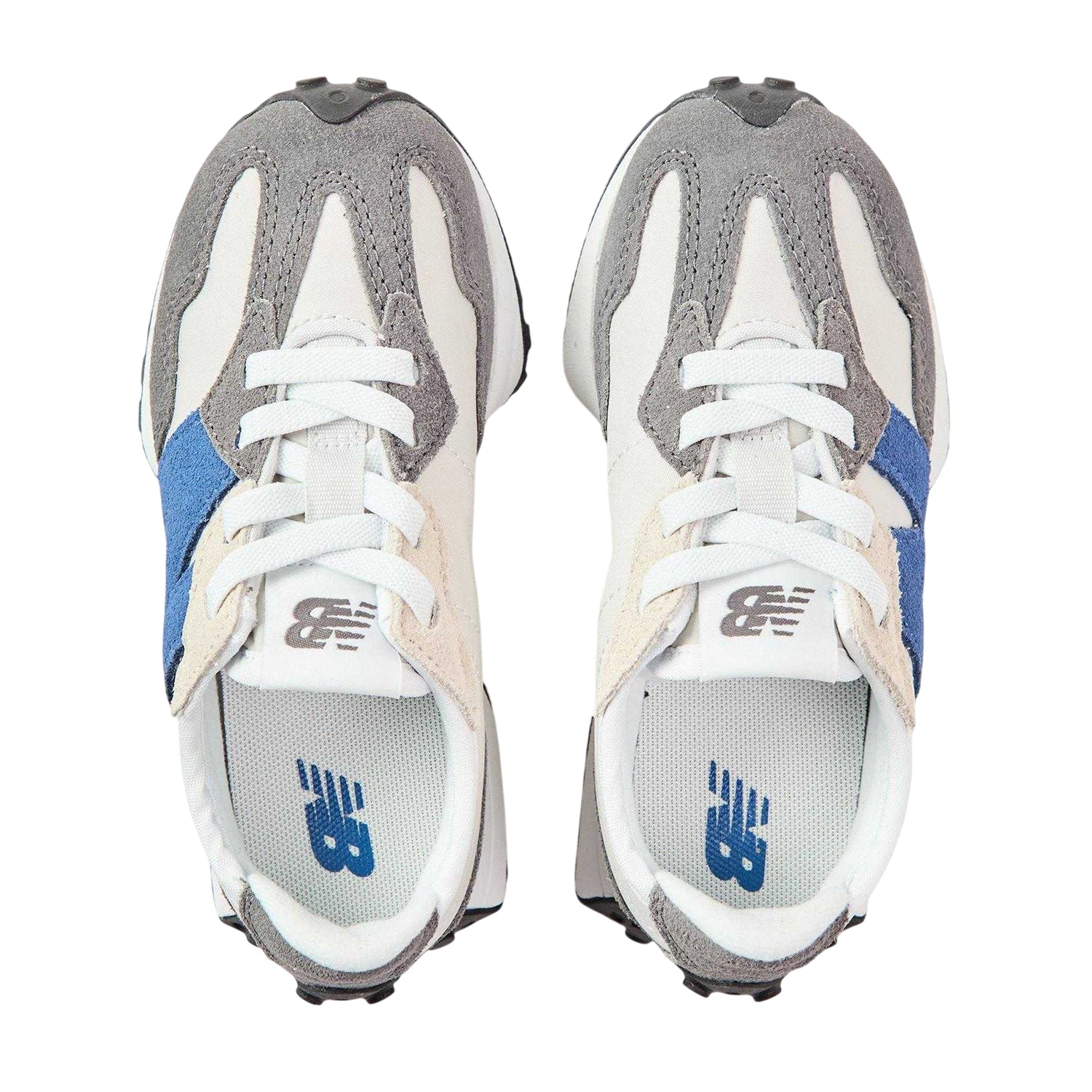 Grey-Blue - Side - New Balance Childrens-Kids 327 Suede Lightweight Trainers