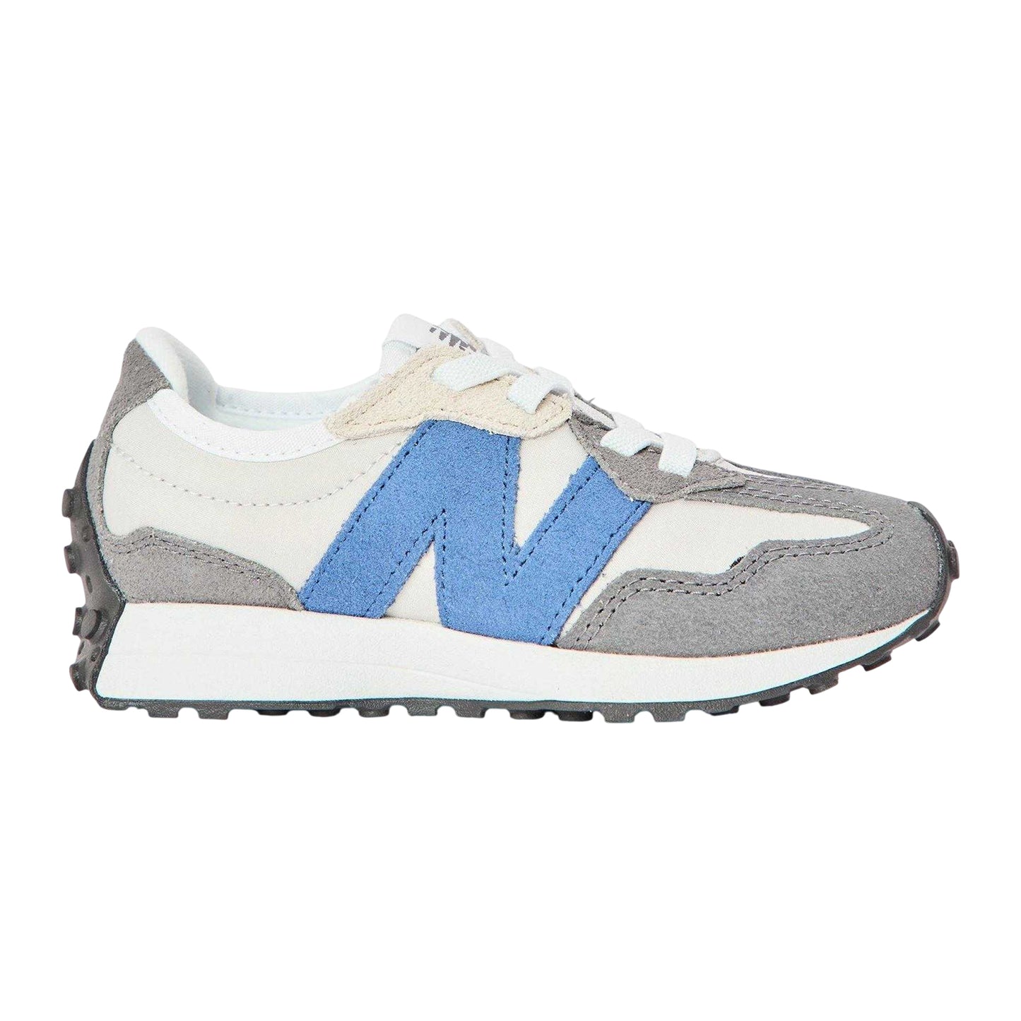 Grey-Blue - Front - New Balance Childrens-Kids 327 Suede Lightweight Trainers