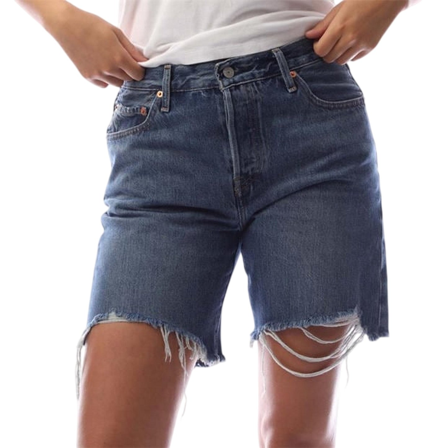 Blue - Front - Levis Womens-Ladies 501 90s Denim Jean Shorts