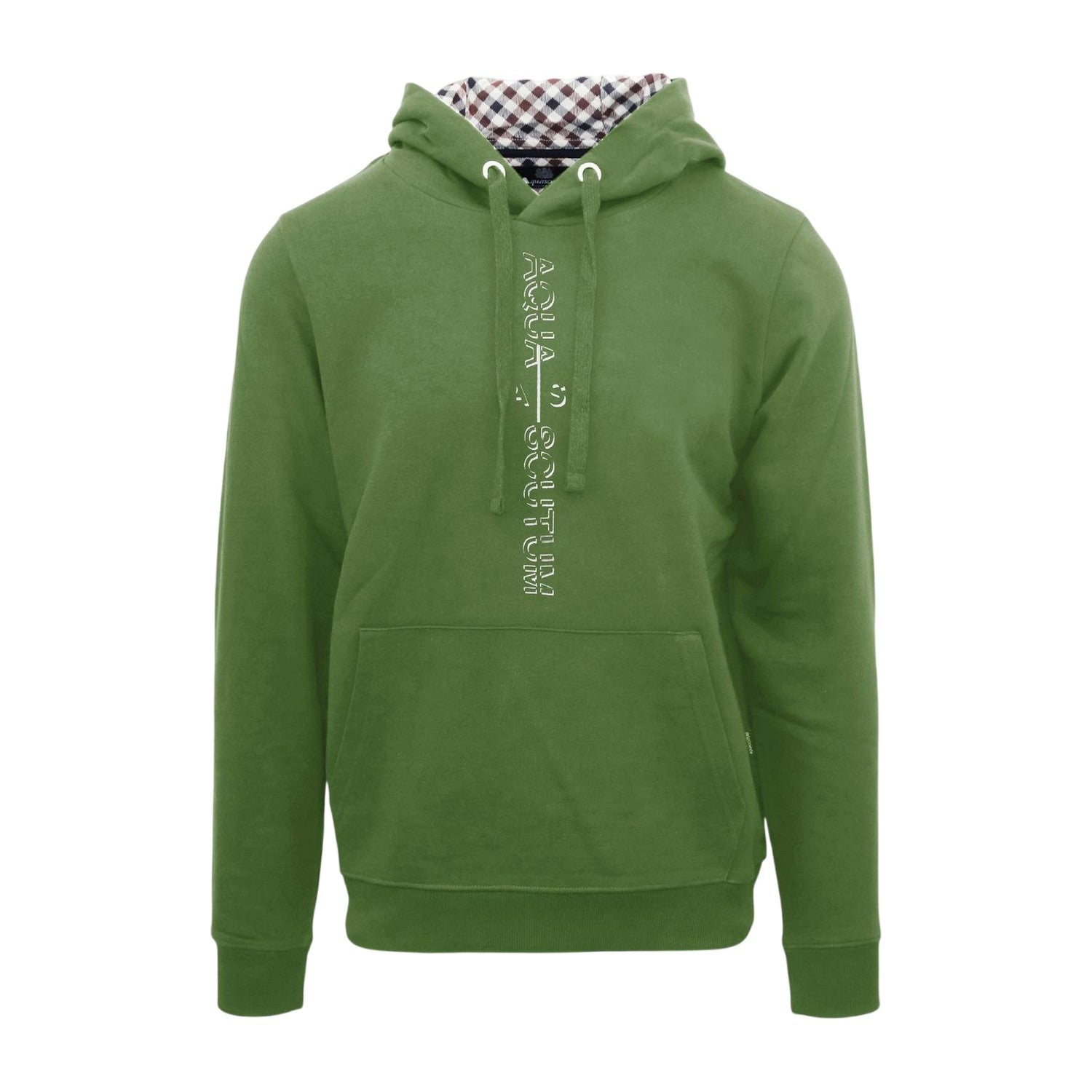 Military Green - Front - Aquascutum Mens Lettering Pullover Hoodie