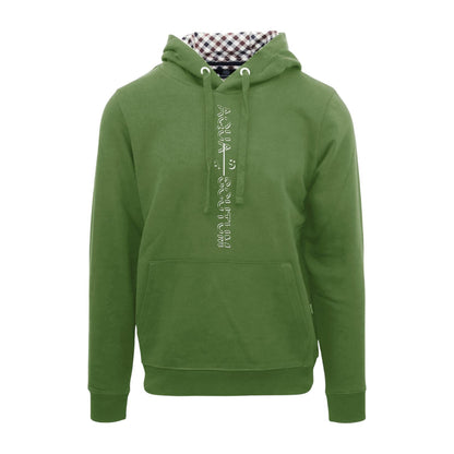 Military Green - Front - Aquascutum Mens Lettering Pullover Hoodie