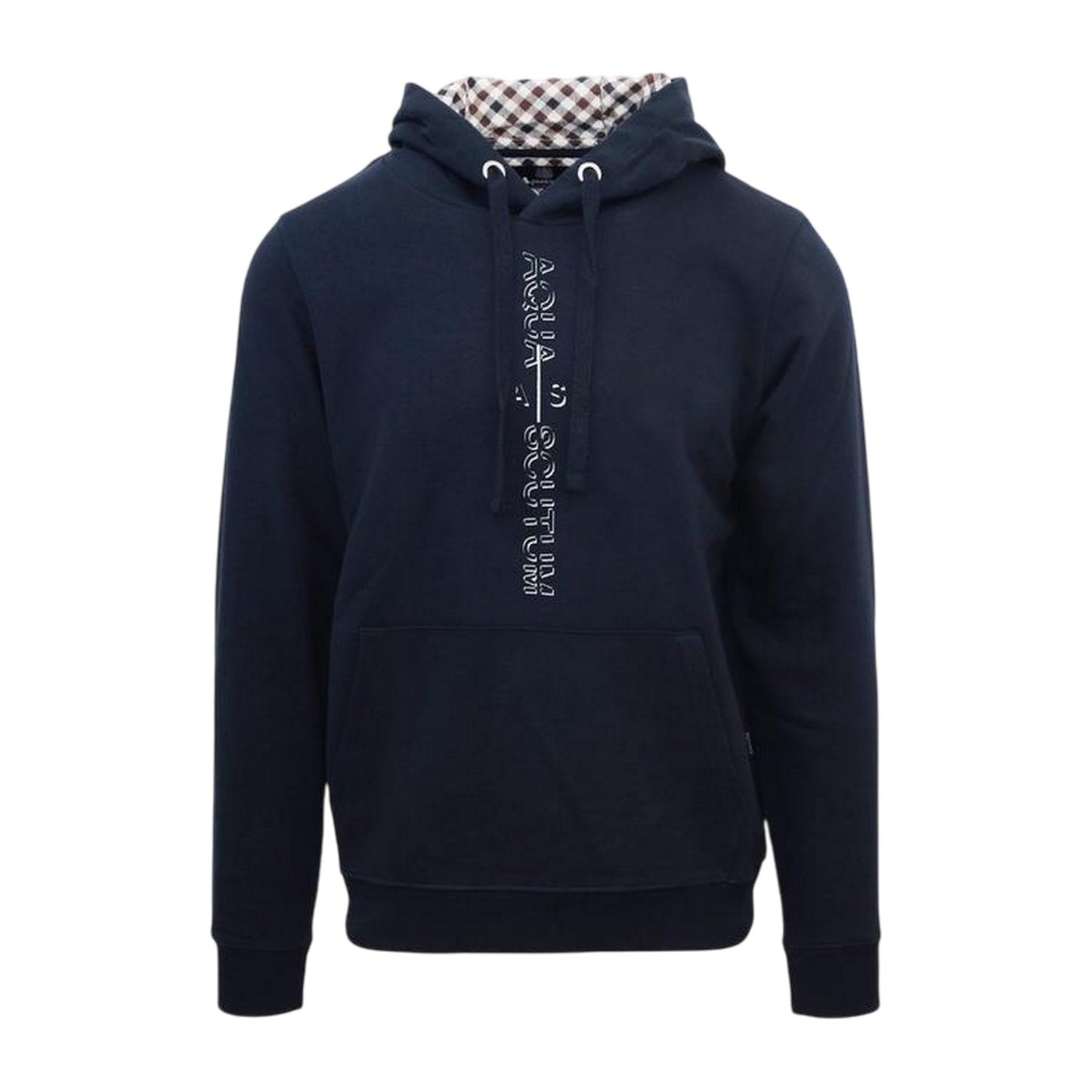 Navy - Front - Aquascutum Mens Lettering Pullover Hoodie