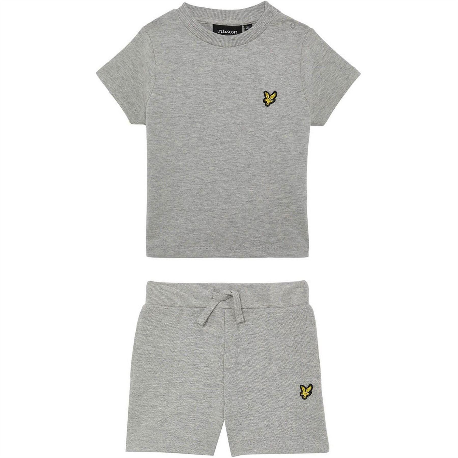 Grey Marl - Front - Lyle & Scott Baby T-Shirt & Shorts Set