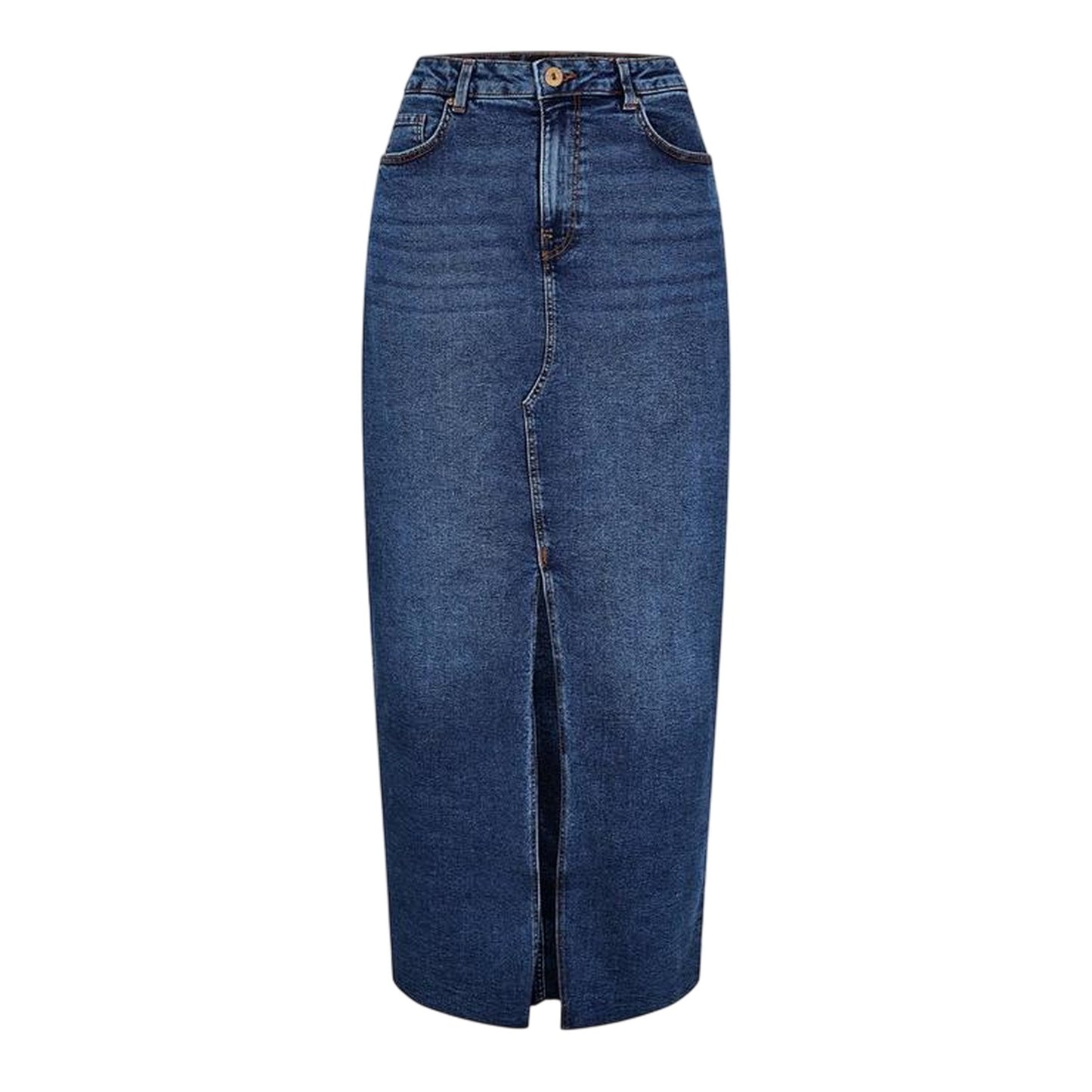 Medium Blue - Front - Pieces Womens-Ladies Denim Pencil Skirt