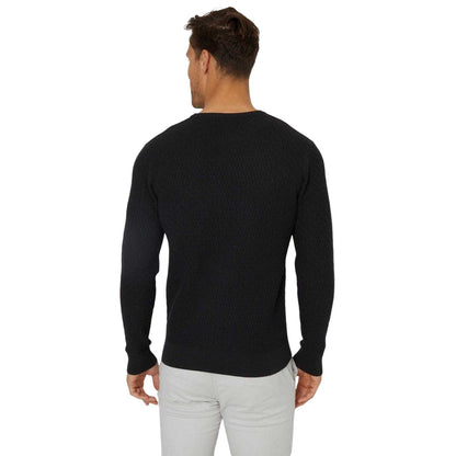 Black - Back - Threadbare Mens Staleyhall Logo Jumper
