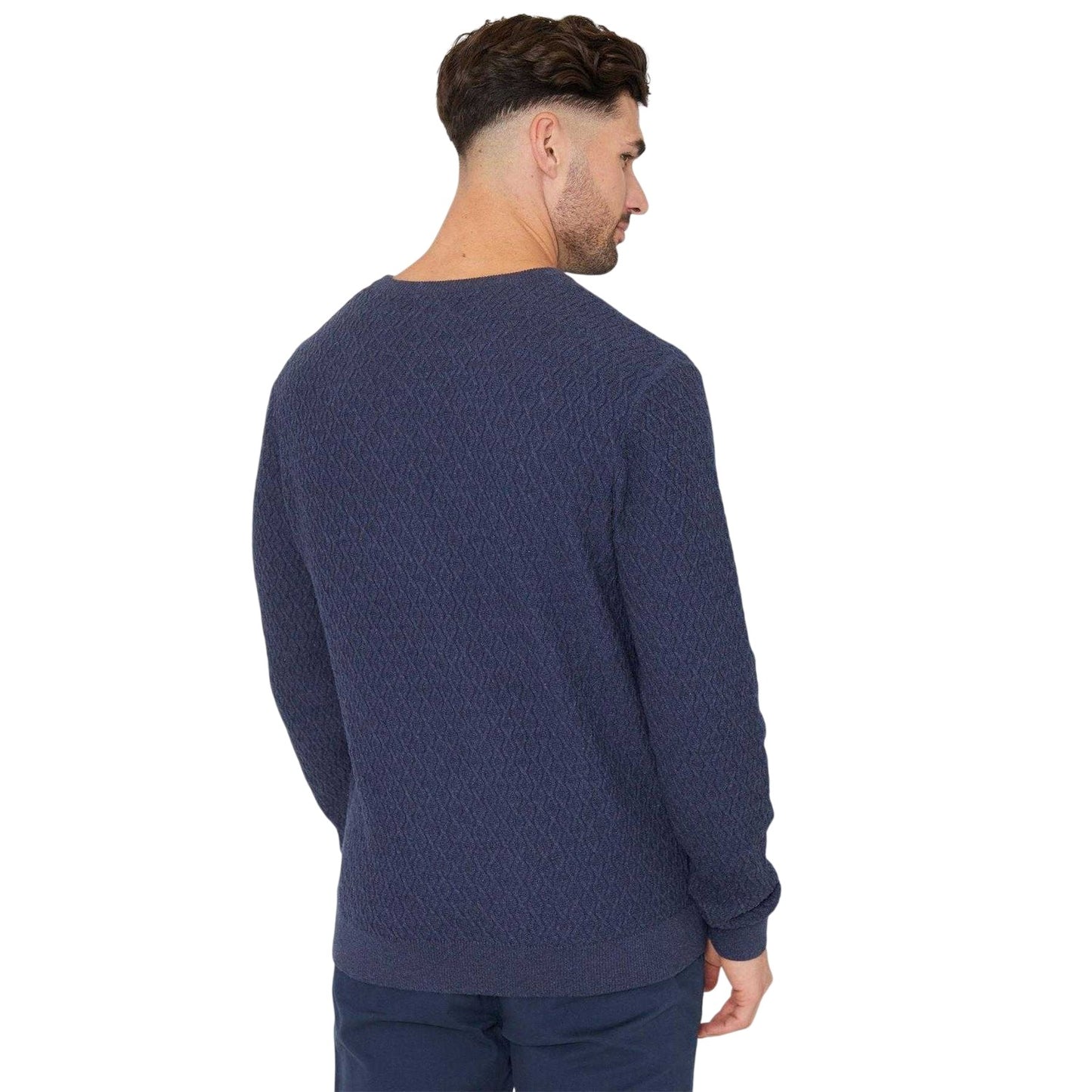 Denim Blue - Back - Threadbare Mens Staleyhall Logo Jumper