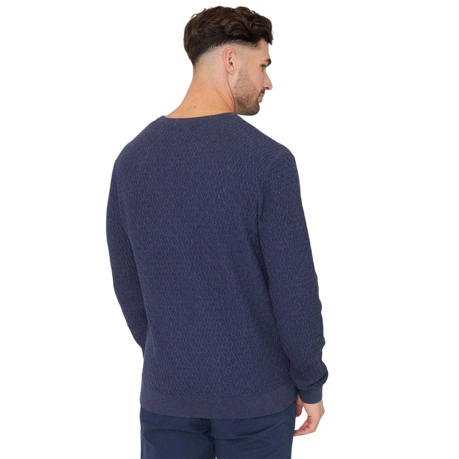 Denim Blue - Back - Threadbare Mens Staleyhall Logo Jumper